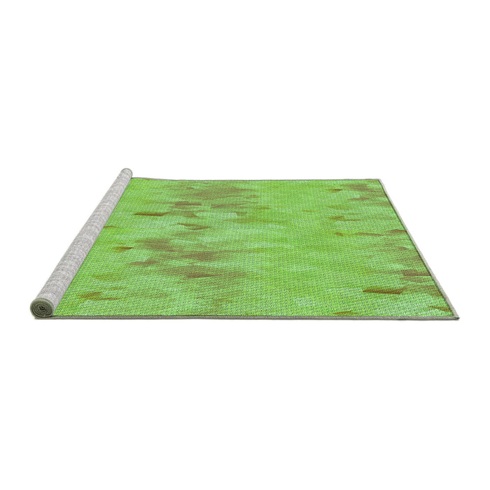 Sideview of Machine Washable Transitional Green Rug, wshpat1028grn