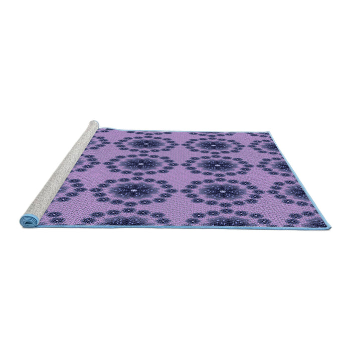 Sideview of Machine Washable Transitional Purple Mimosa Purple Rug, wshpat1029blu
