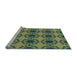 Sideview of Machine Washable Transitional Green Rug, wshpat1029lblu