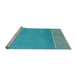 Sideview of Machine Washable Transitional Bright Cyan Blue Rug, wshpat1030lblu
