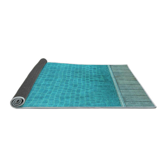 Thickness of Patterned Bright Cyan Blue Rug, pat1030lblu