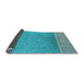 Thickness of Patterned Bright Cyan Blue Rug, pat1030lblu