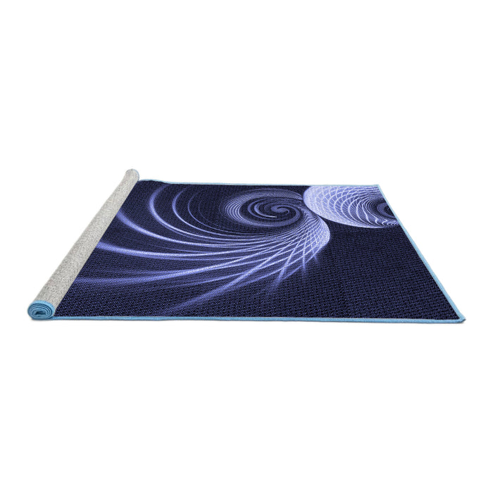 Sideview of Machine Washable Transitional Night Blue Rug, wshpat1031blu