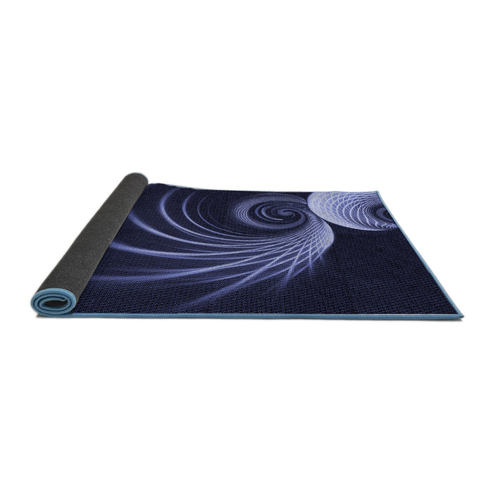 Thickness of Patterned Night Blue Rug, pat1031blu