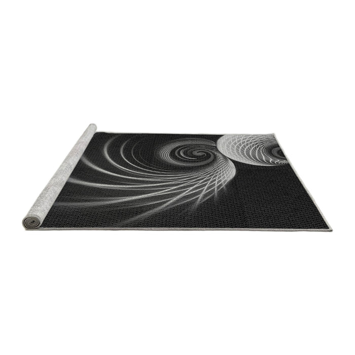 Sideview of Machine Washable Transitional Ash Gray Rug, wshpat1031gry