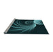 Sideview of Machine Washable Transitional Dark Cyan Green Rug, wshpat1031lblu