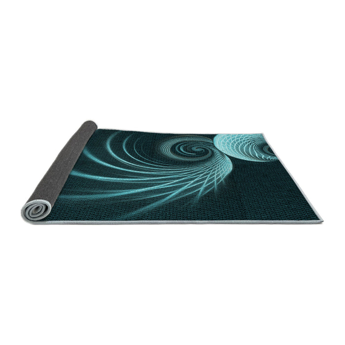 Thickness of Patterned Dark Cyan Green Rug, pat1031lblu