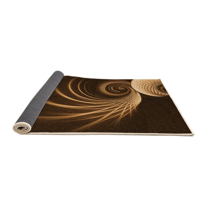 Thickness of Patterned Black Brown Rug, pat1031org