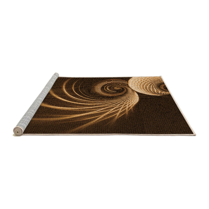 Sideview of Machine Washable Transitional Black Brown Rug, wshpat1031org