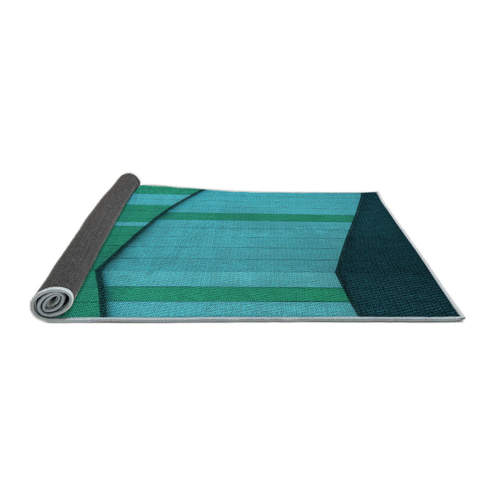Thickness of Patterned Dark Turquoise Green Rug, pat1032lblu