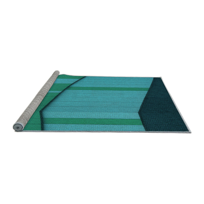 Sideview of Machine Washable Transitional Dark Turquoise Green Rug, wshpat1032lblu