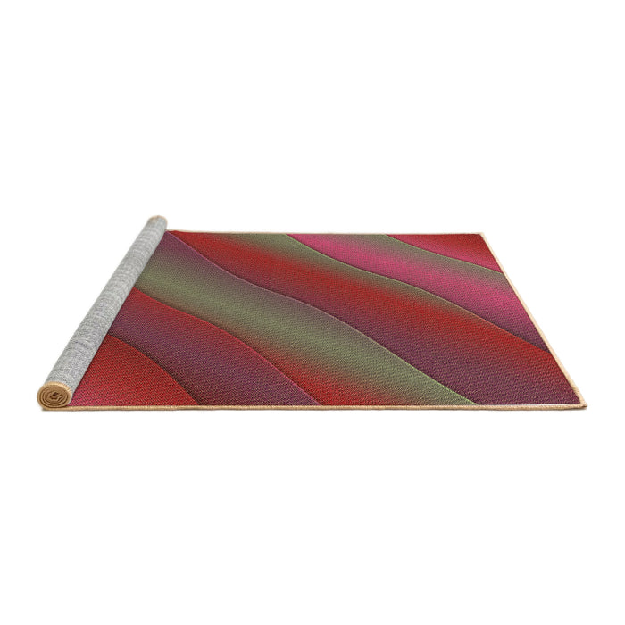 Sideview of Machine Washable Transitional Red Rug, wshpat1034brn