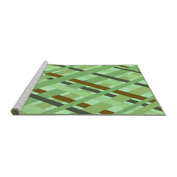 Sideview of Machine Washable Transitional Green Rug, wshpat1035grn