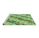 Sideview of Machine Washable Transitional Green Rug, wshpat1035grn