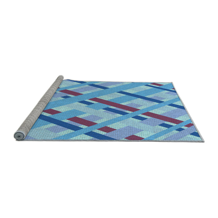 Sideview of Machine Washable Transitional Royal Blue Rug, wshpat1035lblu