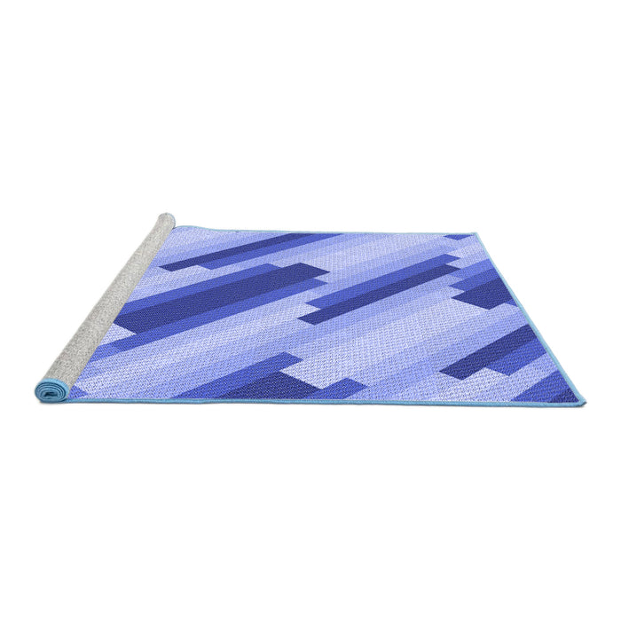 Sideview of Machine Washable Transitional Jeans Blue Rug, wshpat1036blu