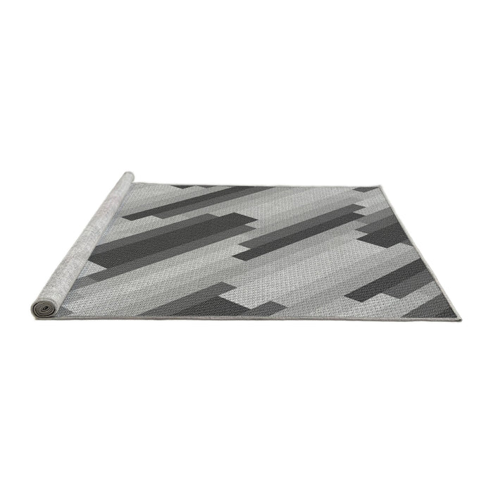 Sideview of Machine Washable Transitional Silver Gray Rug, wshpat1036gry