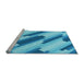 Sideview of Machine Washable Transitional Neon Blue Rug, wshpat1036lblu