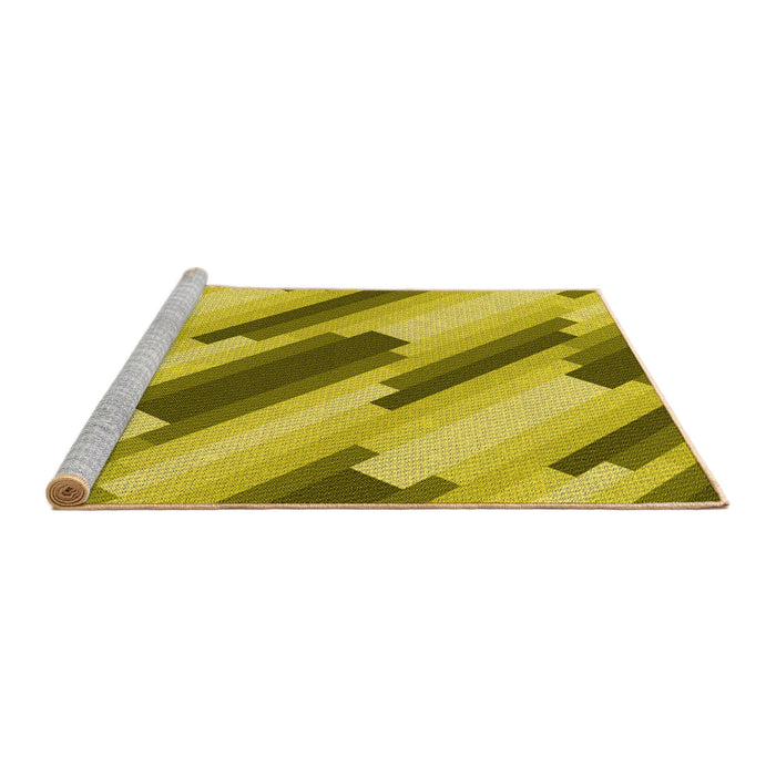 Sideview of Machine Washable Transitional Yellow Rug, wshpat1036yw