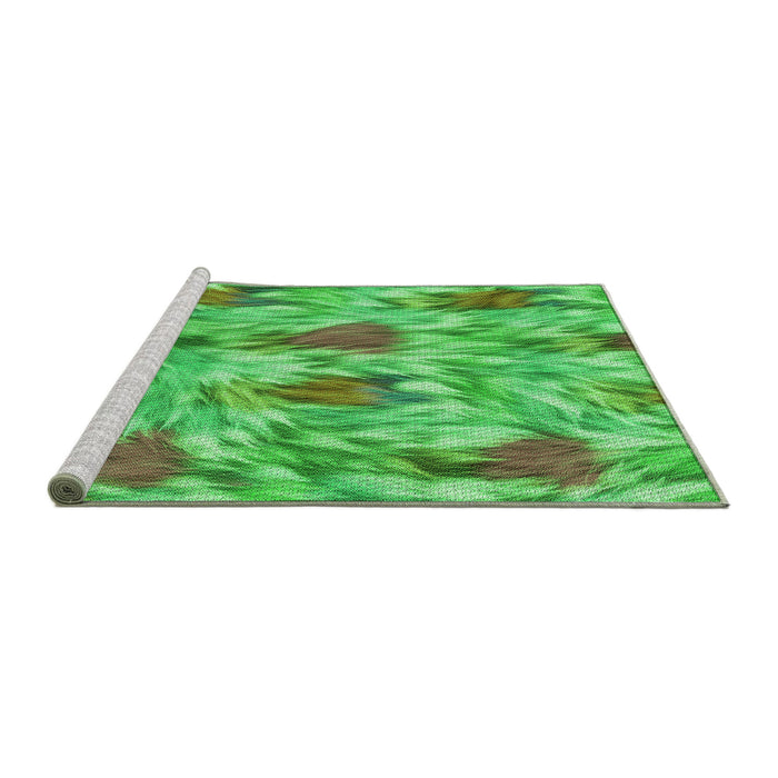 Sideview of Machine Washable Transitional Dark Lime Green Rug, wshpat104grn