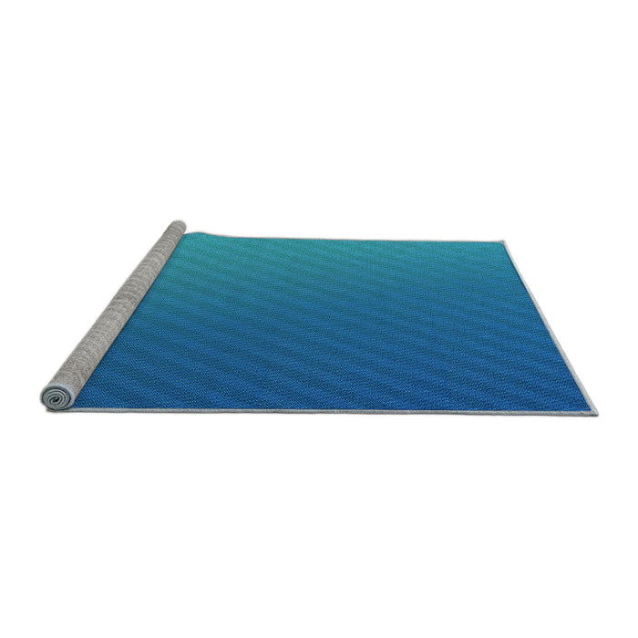 Sideview of Machine Washable Transitional Blue Rug, wshpat1041lblu