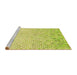 Sideview of Machine Washable Transitional Tea Green Rug, wshpat1042yw