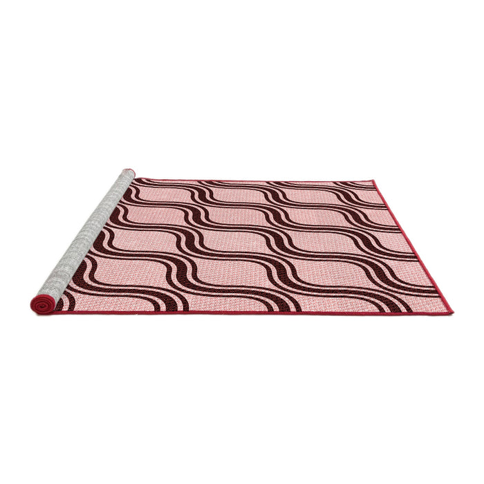 Sideview of Machine Washable Transitional Brown Red Rug, wshpat1043rd