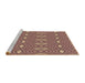 Sideview of Machine Washable Transitional Brown Red Rug, wshpat1046brn