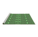 Sideview of Machine Washable Transitional Green Rug, wshpat1046grn