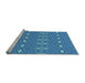 Sideview of Machine Washable Transitional Blue Rug, wshpat1046lblu