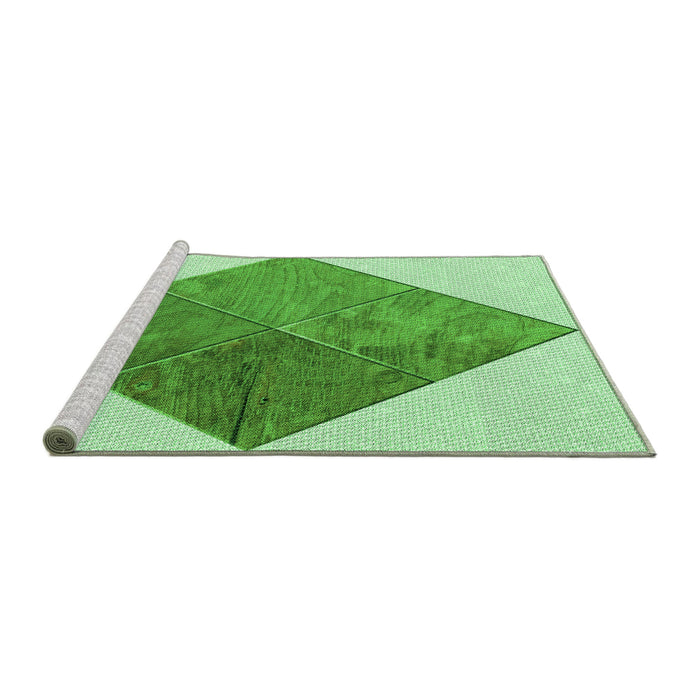Sideview of Machine Washable Transitional Light Green Rug, wshpat1047grn