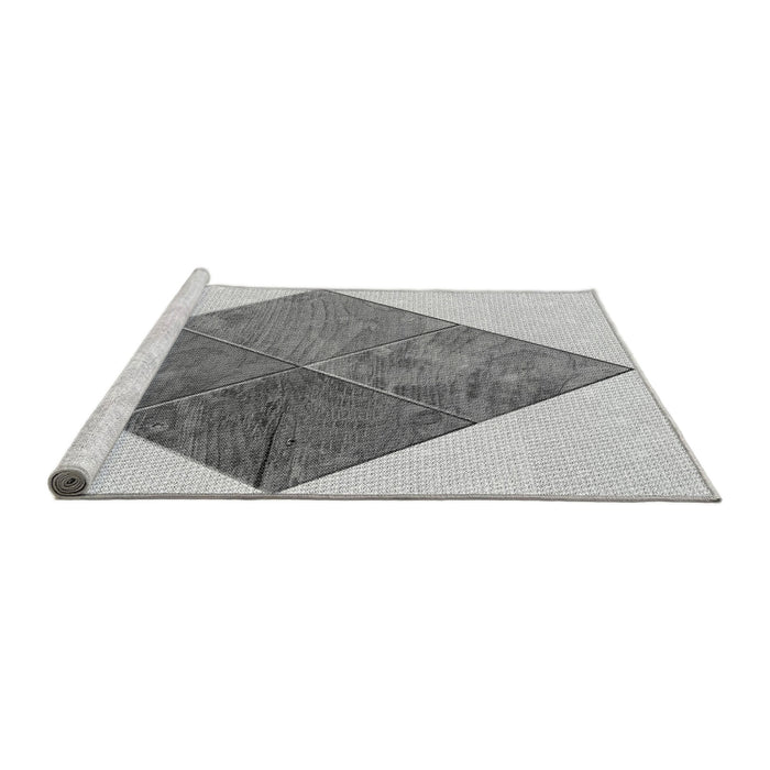 Sideview of Machine Washable Transitional Silver Gray Rug, wshpat1047gry