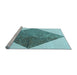 Sideview of Machine Washable Transitional Deep-Sea Green Rug, wshpat1047lblu