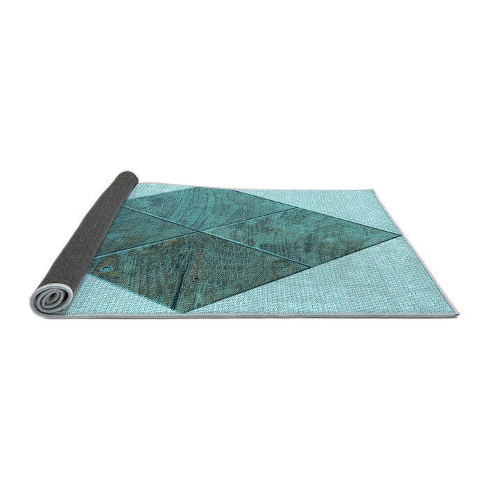 Thickness of Patterned Deep-Sea Green Rug, pat1047lblu