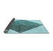 Thickness of Patterned Deep-Sea Green Rug, pat1047lblu