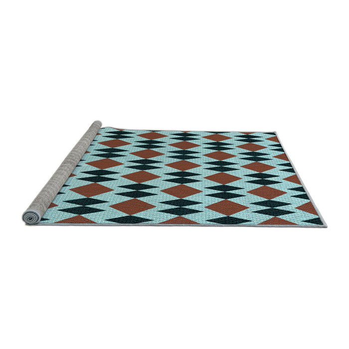 Sideview of Machine Washable Transitional Blue Rug, wshpat1050lblu