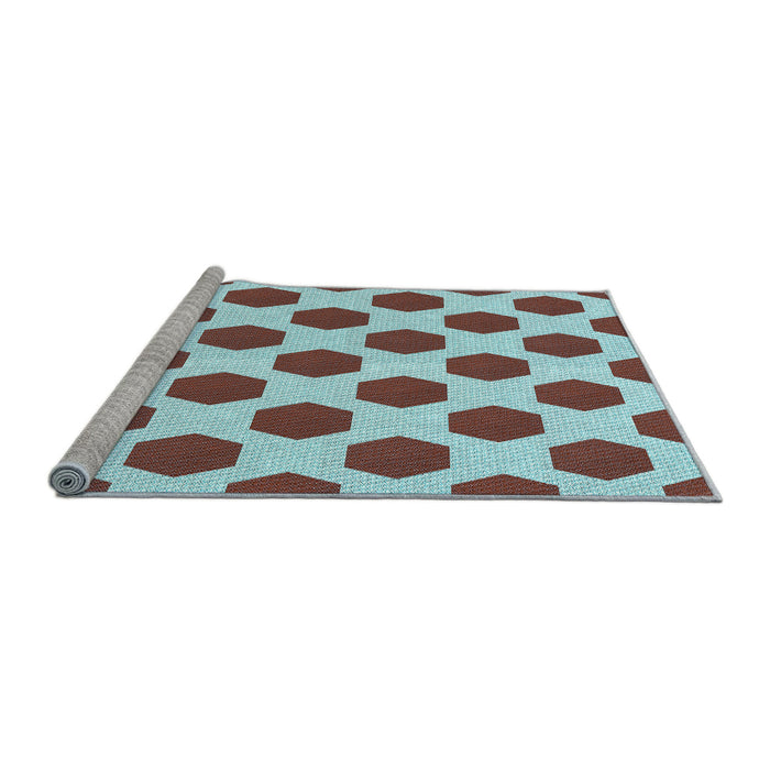 Sideview of Machine Washable Transitional Blue Rug, wshpat1051lblu
