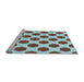 Sideview of Machine Washable Transitional Blue Rug, wshpat1051lblu