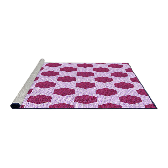 Sideview of Machine Washable Transitional Blossom Pink Rug, wshpat1051pur