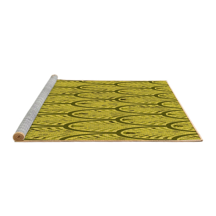 Sideview of Machine Washable Transitional Dark Yellow Green Rug, wshpat1054yw