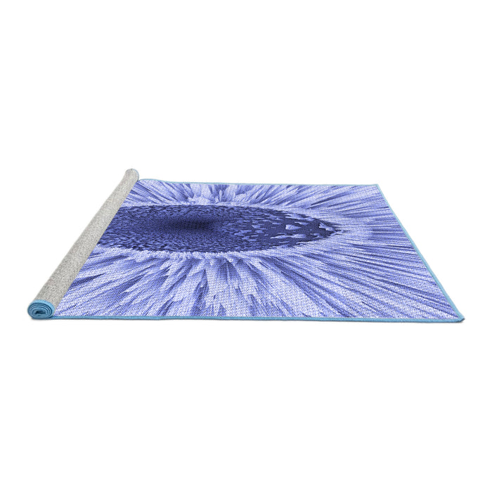 Sideview of Machine Washable Transitional Royal Blue Rug, wshpat1055blu