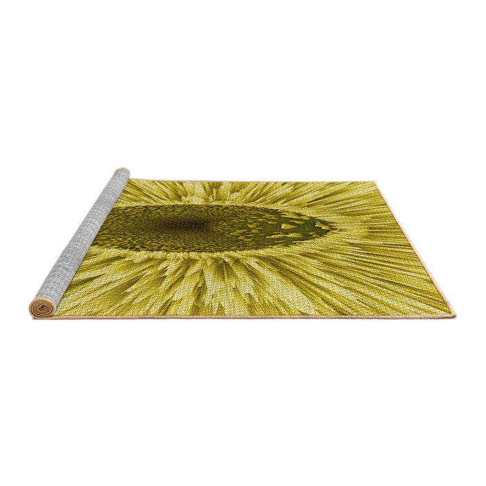 Sideview of Machine Washable Transitional Bright Gold Yellow Rug, wshpat1055yw