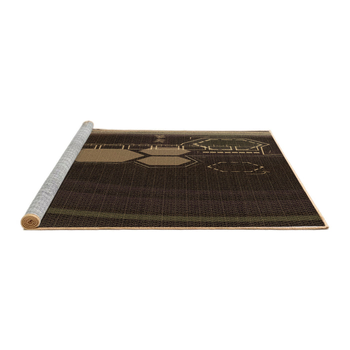 Sideview of Machine Washable Transitional Red Brown Rug, wshpat1056brn