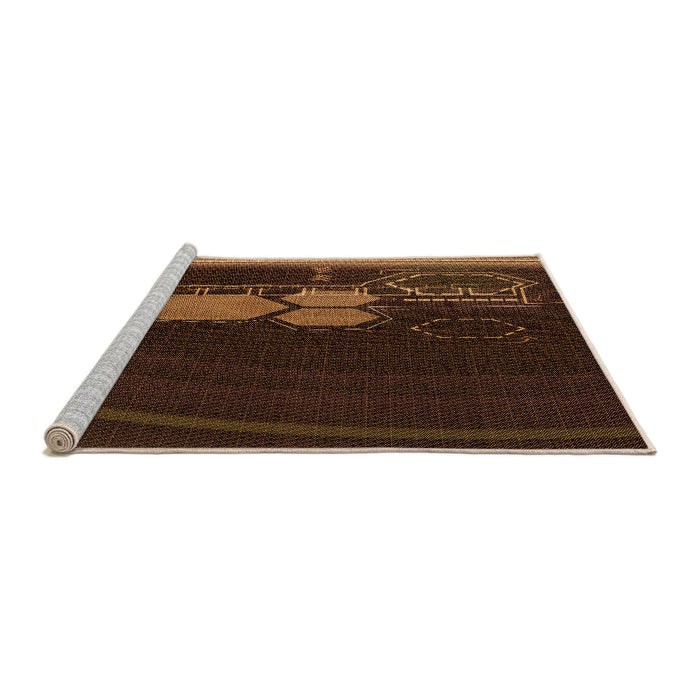 Sideview of Machine Washable Transitional Mahogany Brown Rug, wshpat1056org