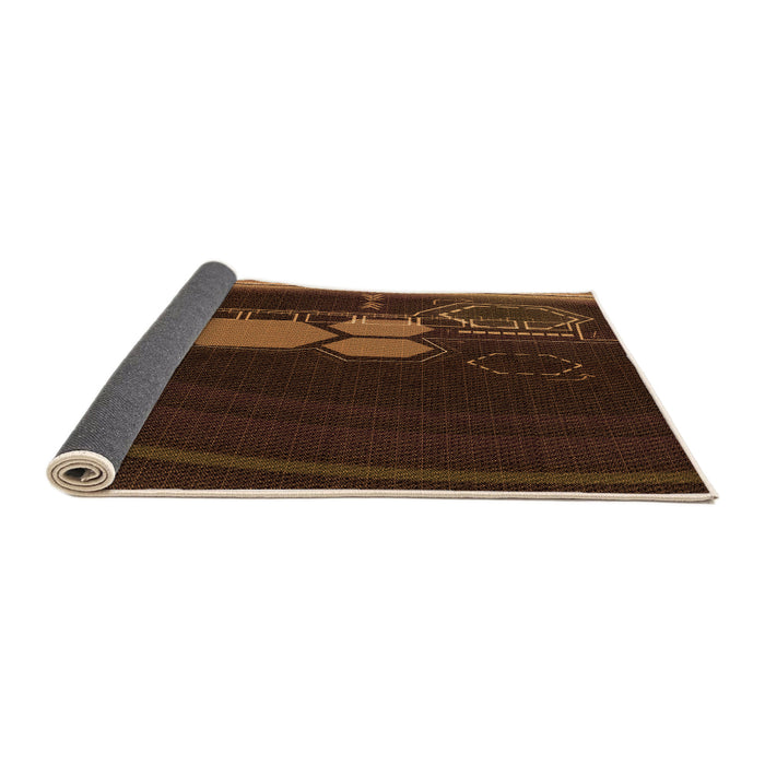 Thickness of Patterned Mahogany Brown Rug, pat1056org