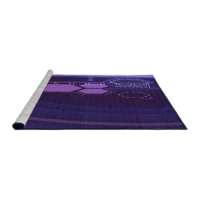 Sideview of Machine Washable Transitional ly Purple Rug, wshpat1056pur
