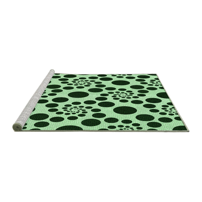 Sideview of Machine Washable Transitional Dark Forest Green Rug, wshpat1058grn