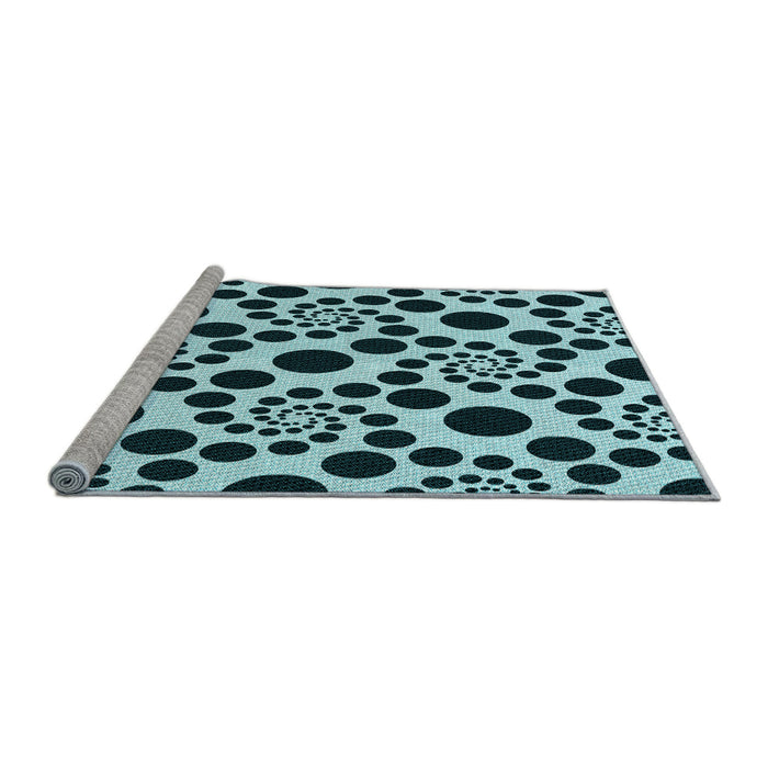 Sideview of Machine Washable Transitional Blue Rug, wshpat1058lblu