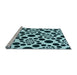 Sideview of Machine Washable Transitional Blue Rug, wshpat1058lblu