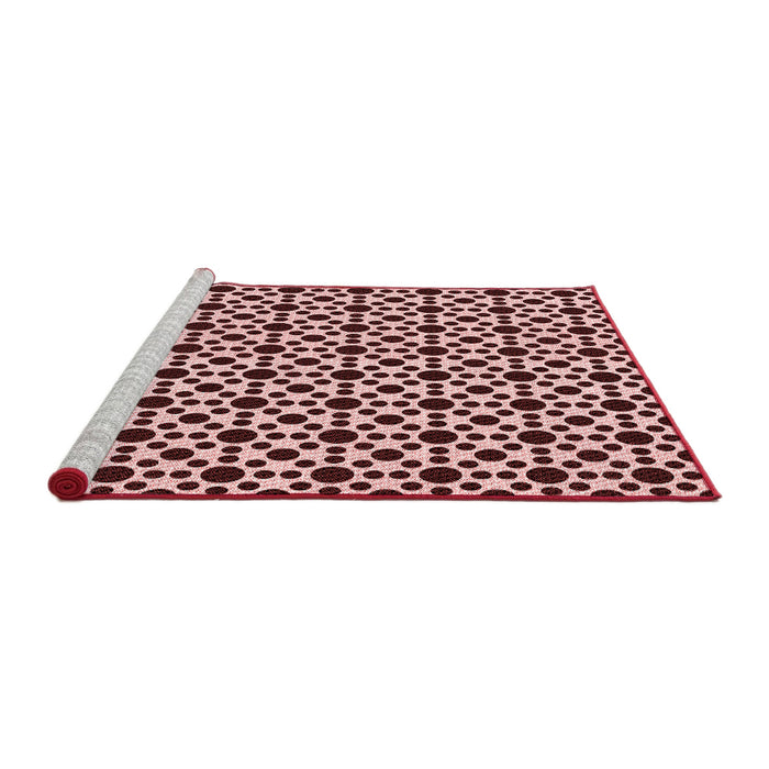 Sideview of Machine Washable Transitional Deep Rose Pink Rug, wshpat1061rd
